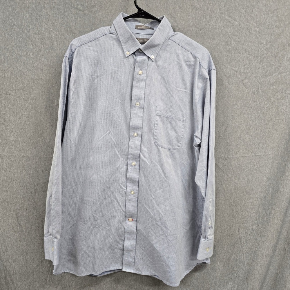 Daniel Cremieux Signature Collection Mens Blue Cotton Button Down Shirt Large
